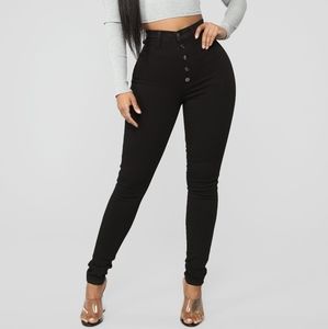 Button Front Skinny Jeans